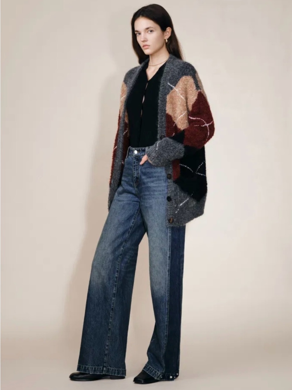 NWT- FABRIQUE Mia Two Tone Panel Jeans Denim - Picture 5 of 15